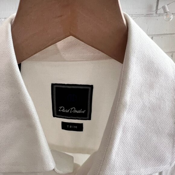 David Donahue Trim White Long Sleeve Dress Shirts Button Ups - Picture 3 of 5